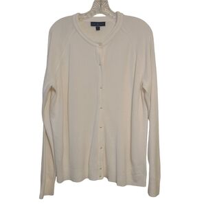 Karen Scott | Women's White Pearl Button Cardigan Sweater (Size XXL)